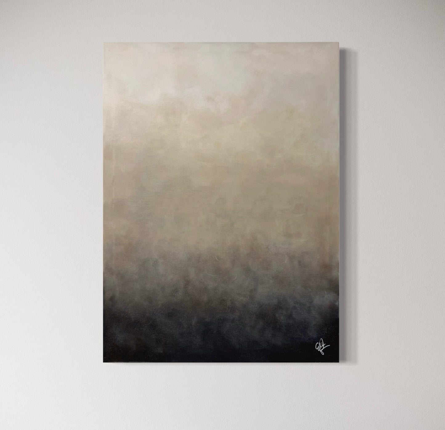Handmålad abstrakt tavla Dagg av Elin Palmgren, 60x80 cm, akryl på duk, Lugn Interiör