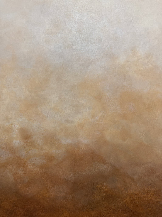 Närbild av Där Älvorna Dansar - abstrakt tavla av Elin Palmgren med mjuka skiftningar mellan kopparbrun, beige och vit