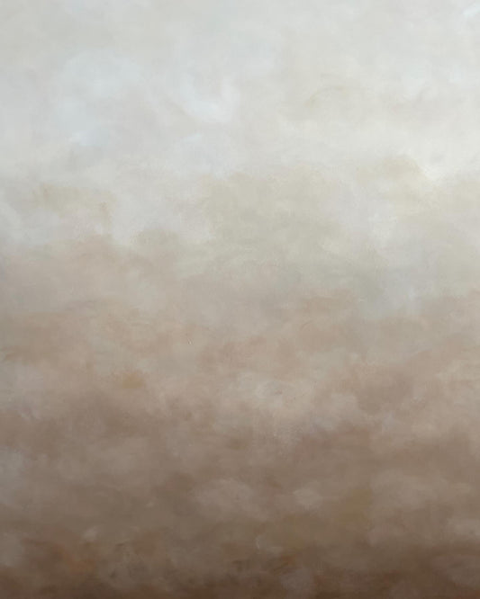 Närbild av abstrakt tavla Dune – handmålad teknik i brun, beige och vit av Elin Palmgren