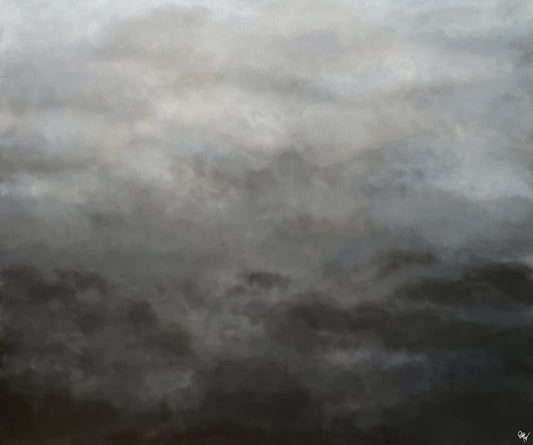 Abstrakt tavla Grey Delight av Elin Palmgren, 100x120 cm, grå och svart akryl på duk