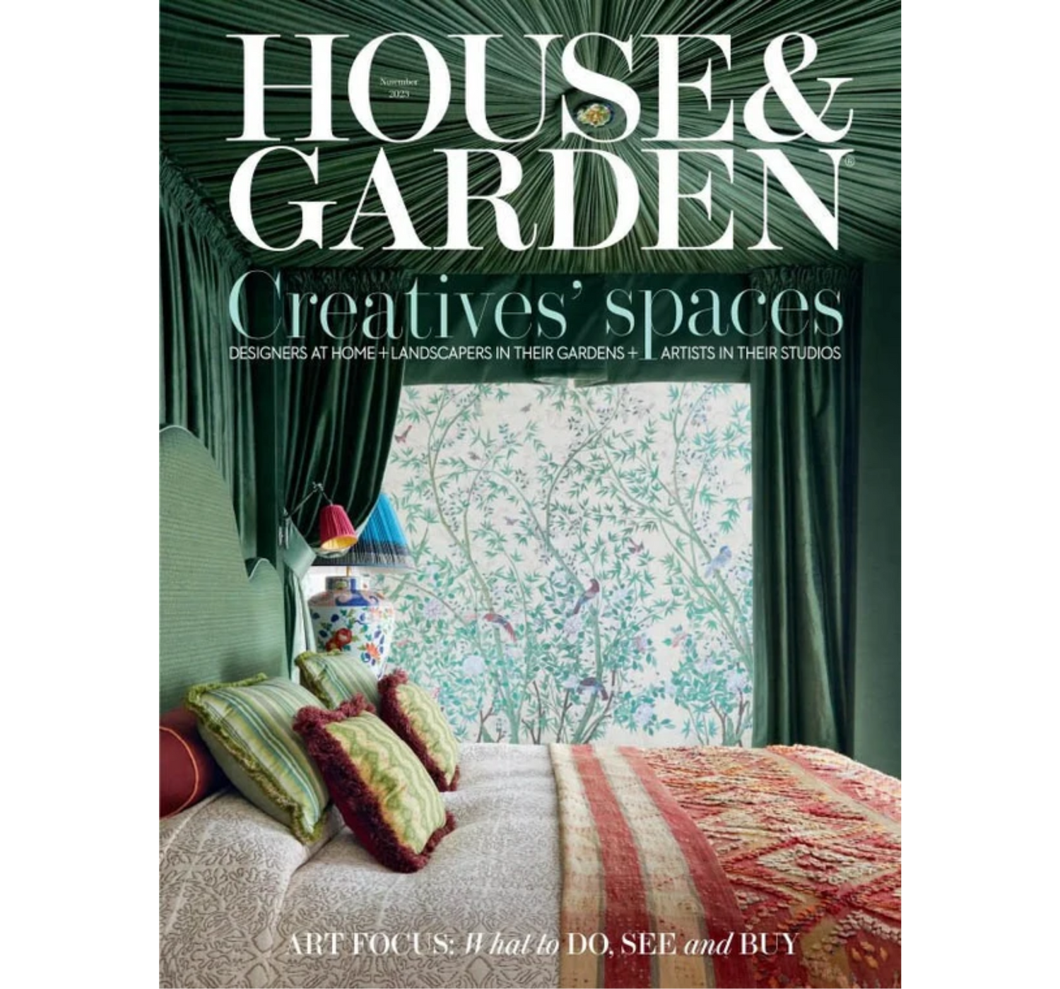 Omslag till inredningstidningen House & Garden UK med rubriken Creatives spaces