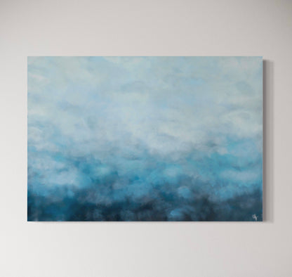Abstrakt tavla Baby Blue av Elin Palmgren, 70x100 cm, akryl på duk i olika nyanser av blå och ljusblå