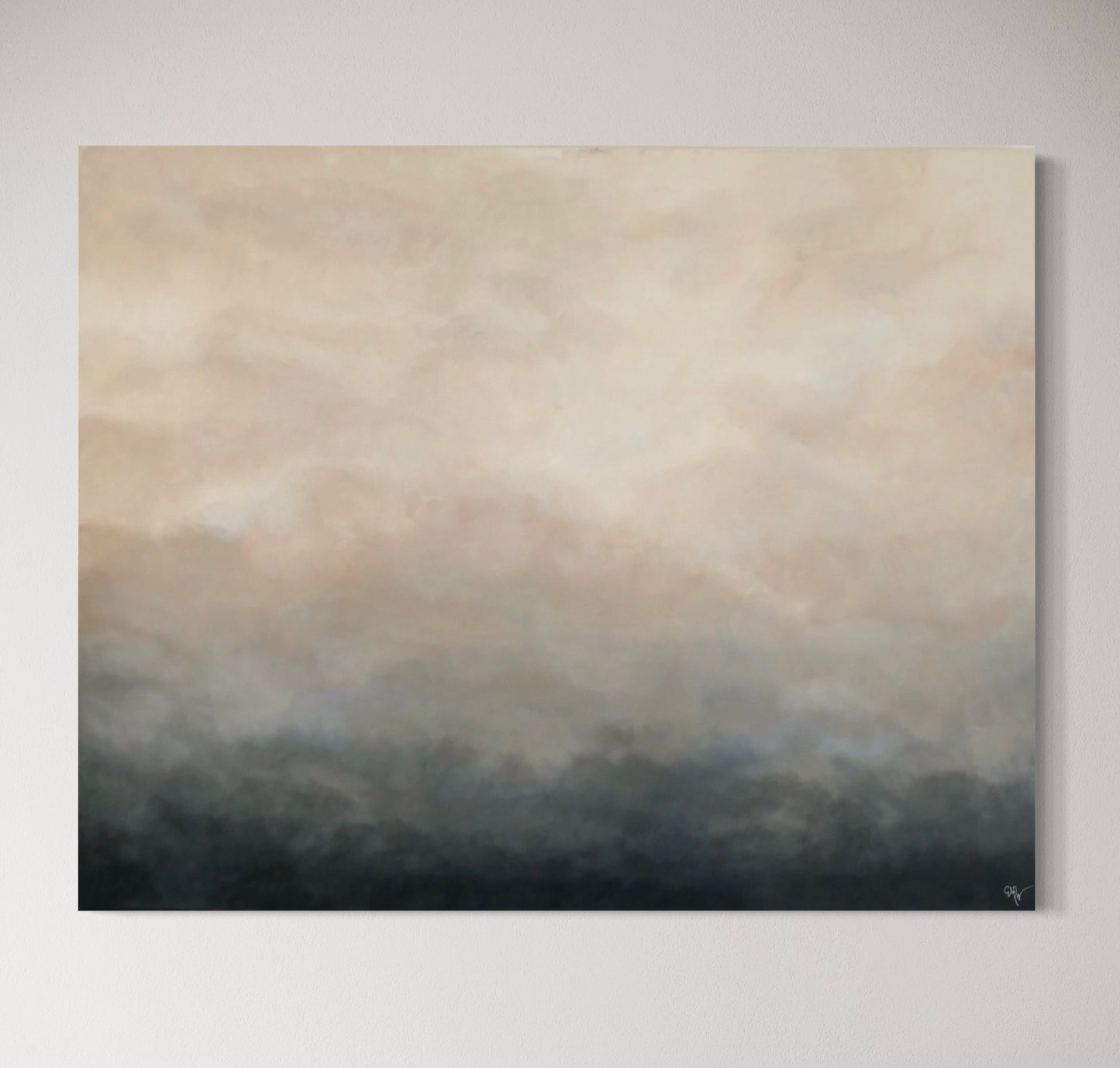 Abstrakt tavla Calima i beige, grå och svart av Elin Palmgren, 120x150 cm, akryl på duk
