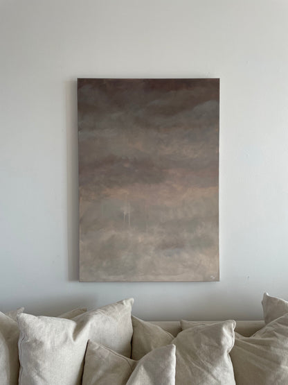 Handmålad abstrakt tavla Calm Beige 70x100 cm – deep edge canvas av Elin Palmgren