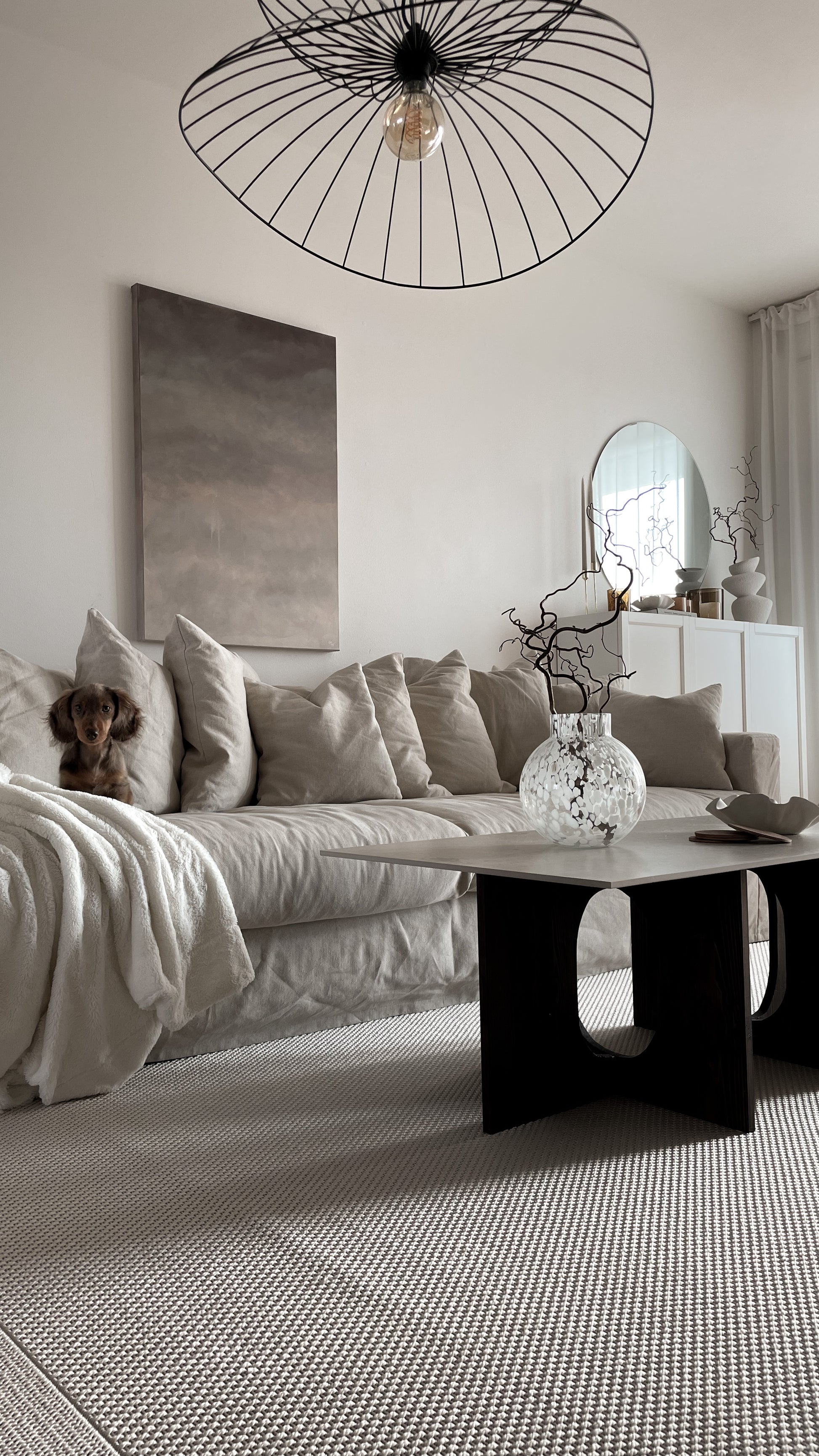 Calm Beige av Elin Palmgren – lugn inredning med abstrakt konst i beige och jordnära nyanser
