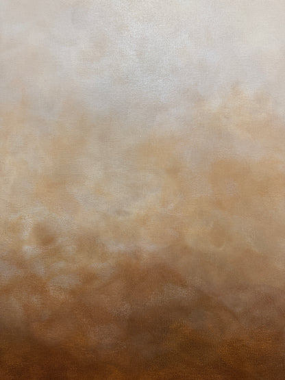 Närbild av Där Älvorna Dansar - abstrakt tavla av Elin Palmgren med mjuka skiftningar mellan kopparbrun, beige och vit