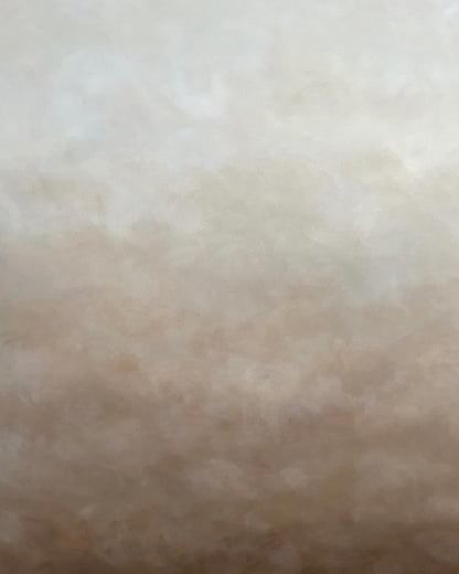 Närbild av abstrakt tavla Dune – handmålad teknik i brun, beige och vit av Elin Palmgren