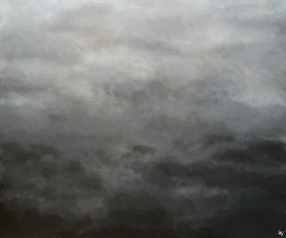 Abstrakt tavla Grey Delight av Elin Palmgren, 100x120 cm, grå och svart akryl på duk