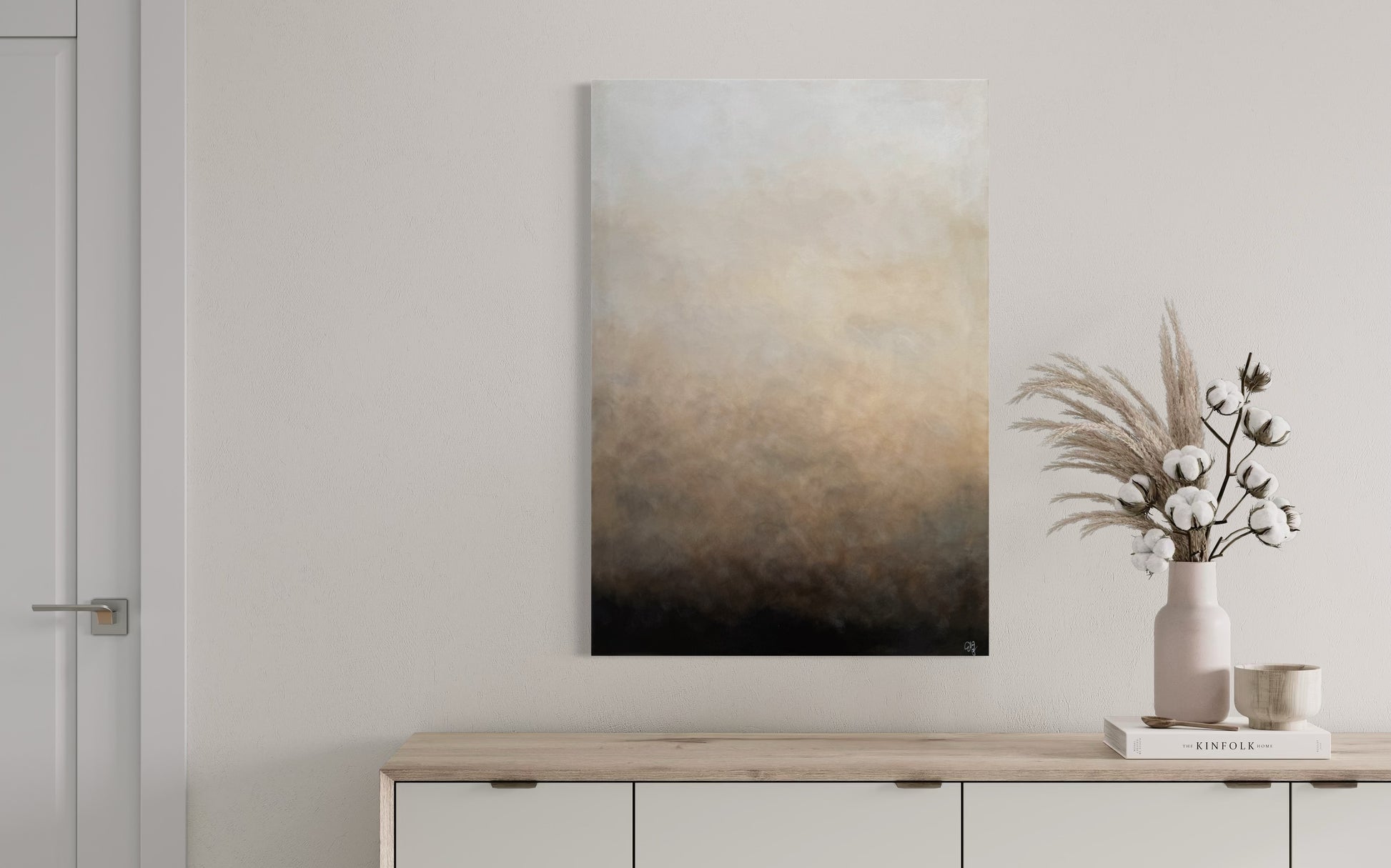 Abstrakt tavla Latte av Elin Palmgren, 70x100 cm, akrylfärg på duk