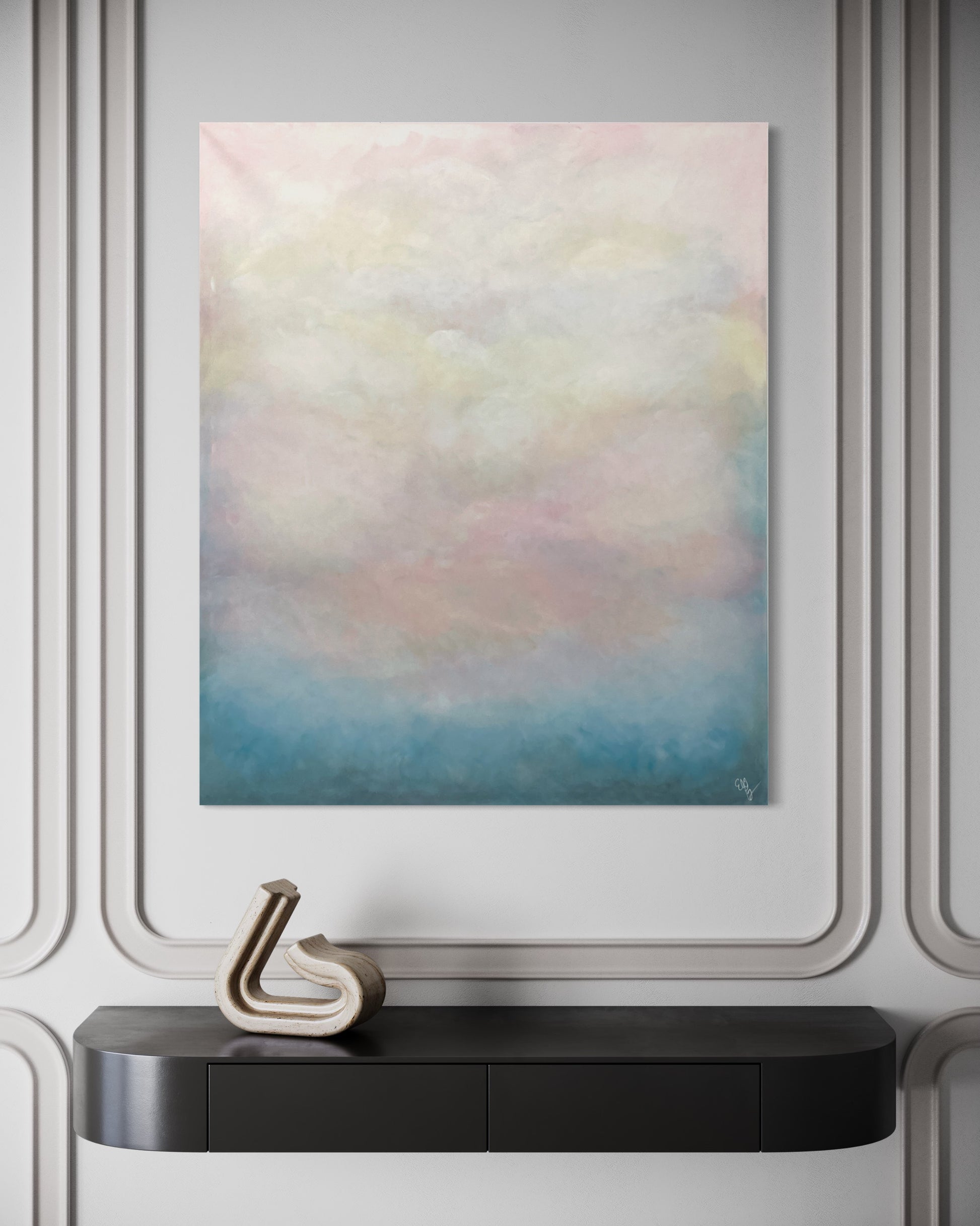 Handmålad abstrakt tavla Marshmallow – deep edge canvas av Elin Palmgren 100x120 cm