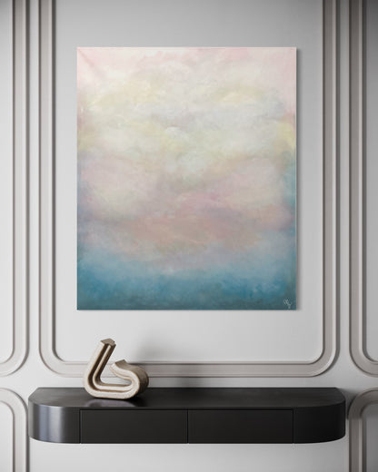 Handmålad abstrakt tavla Marshmallow – deep edge canvas av Elin Palmgren 100x120 cm
