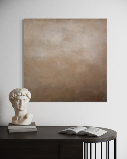 Mist av Elin Palmgren – abstrakt tavla i brun och beige i minimalistiskt hem