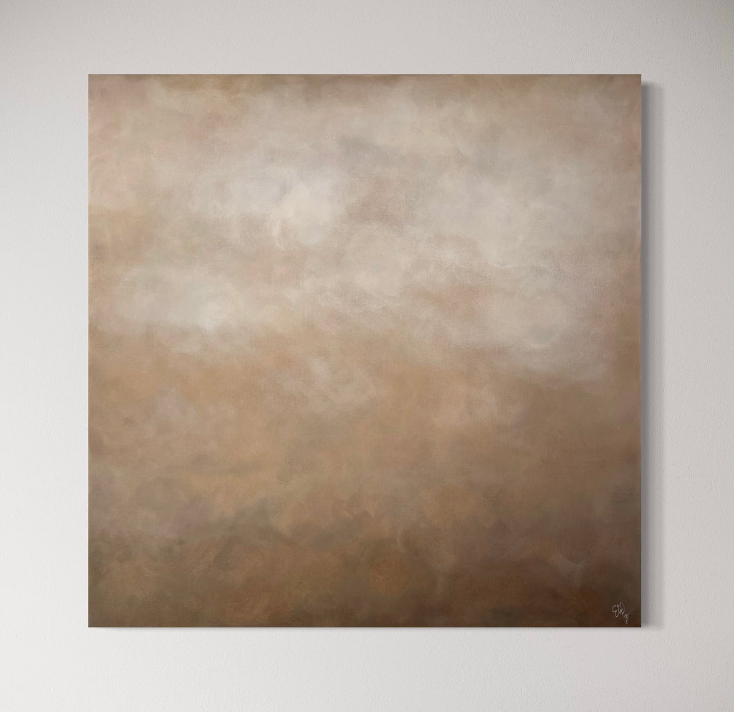 Handmålad abstrakt tavla Mist – deep edge canvas av Elin Palmgren, Lugn Interiör