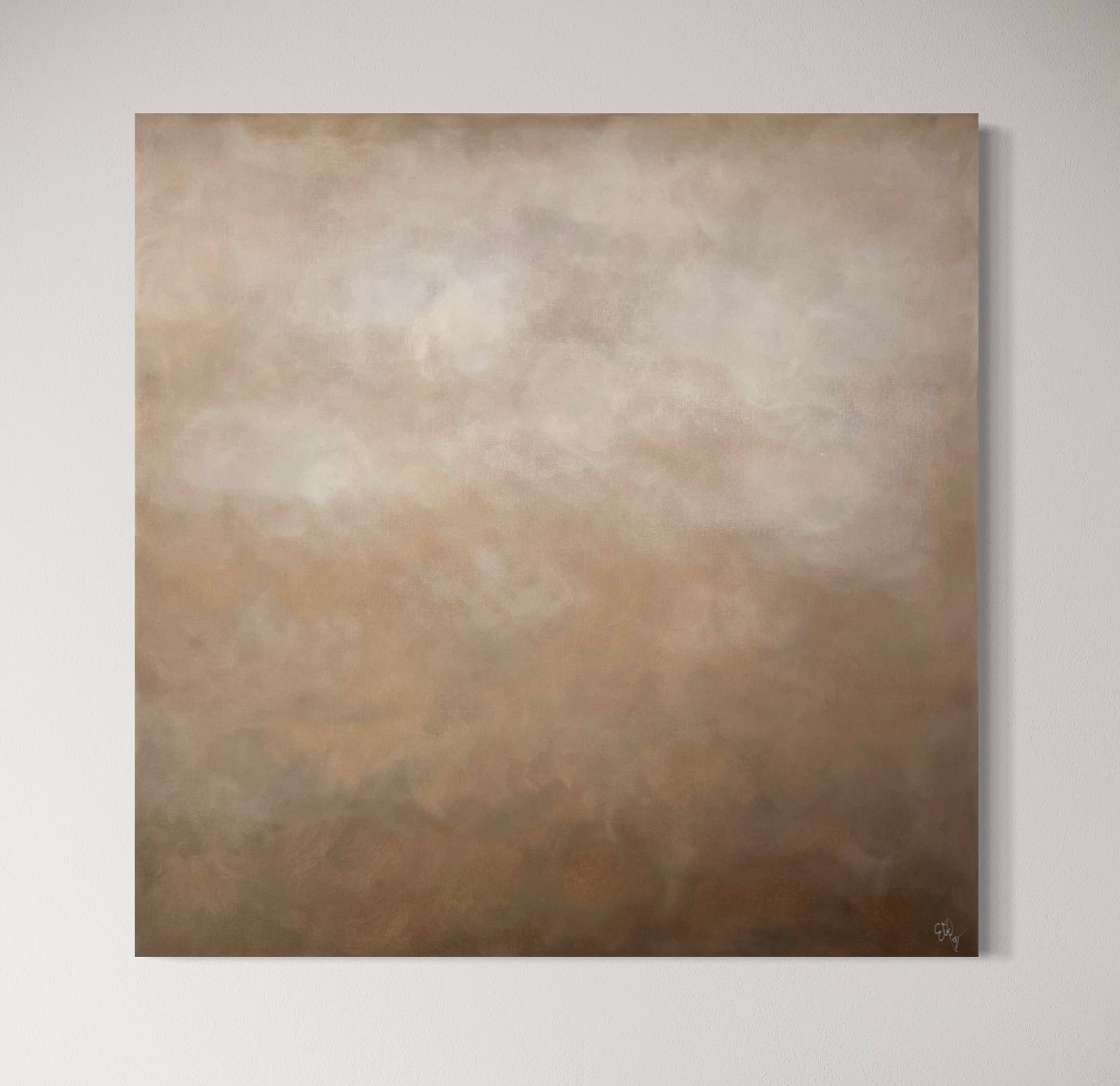 Handmålad abstrakt tavla Mist – deep edge canvas av Elin Palmgren, Lugn Interiör