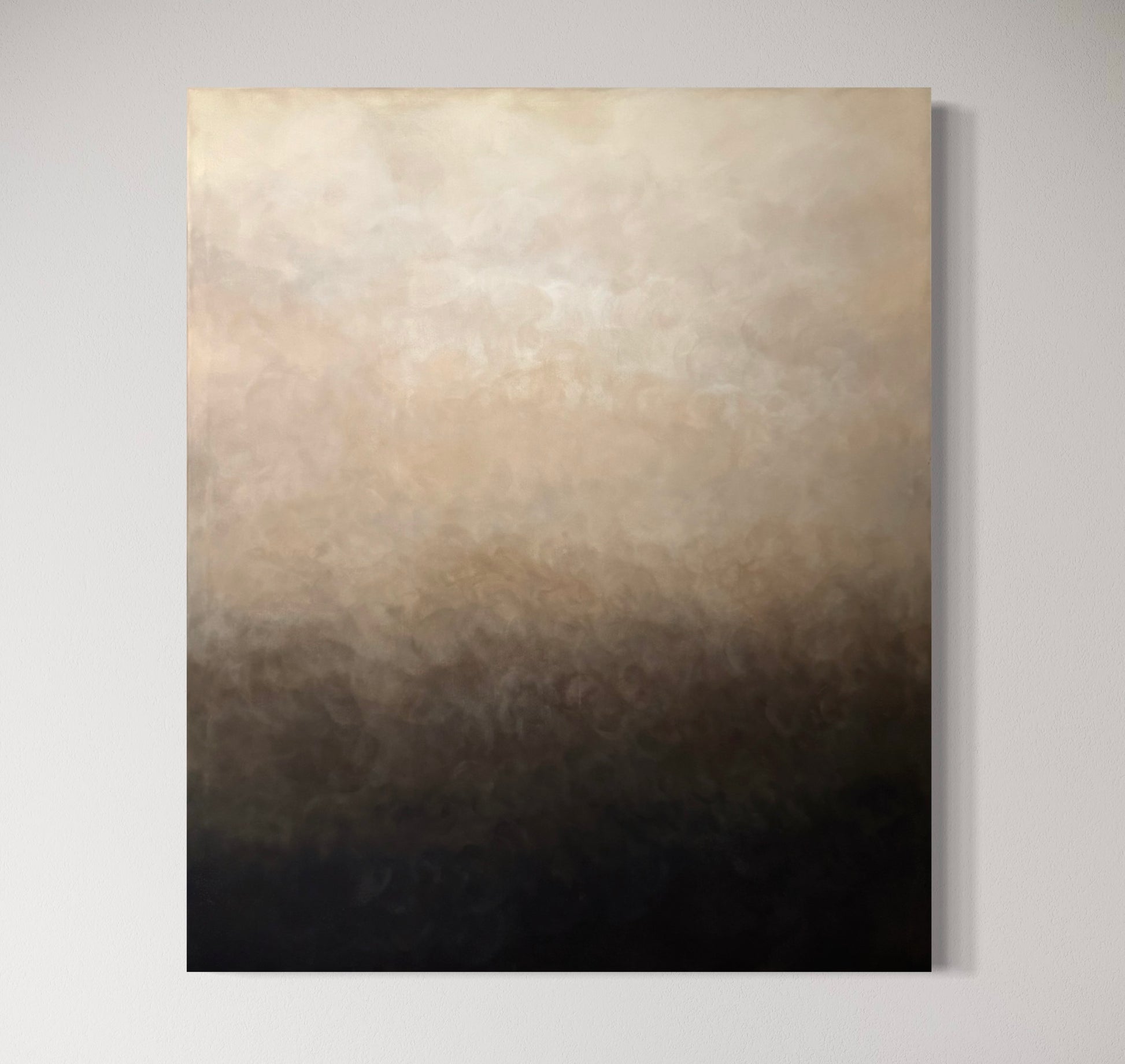Abstrakt tavla Novemberglöd av konstnär Elin Palmgren, 100x120 cm, akryl på duk