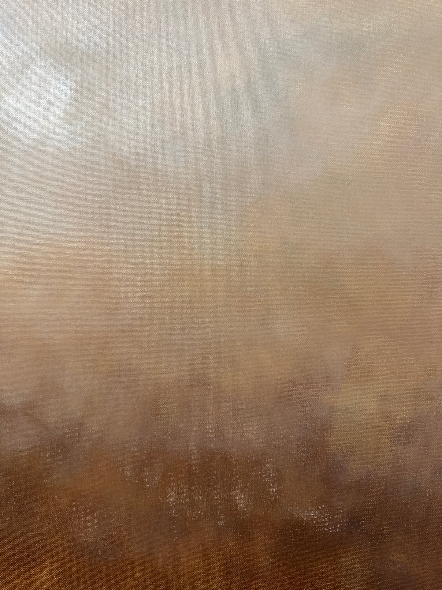 Närbild av abstrakt tavla Sand – handmålad teknik i brun, beige och terrakotta av Elin Palmgren