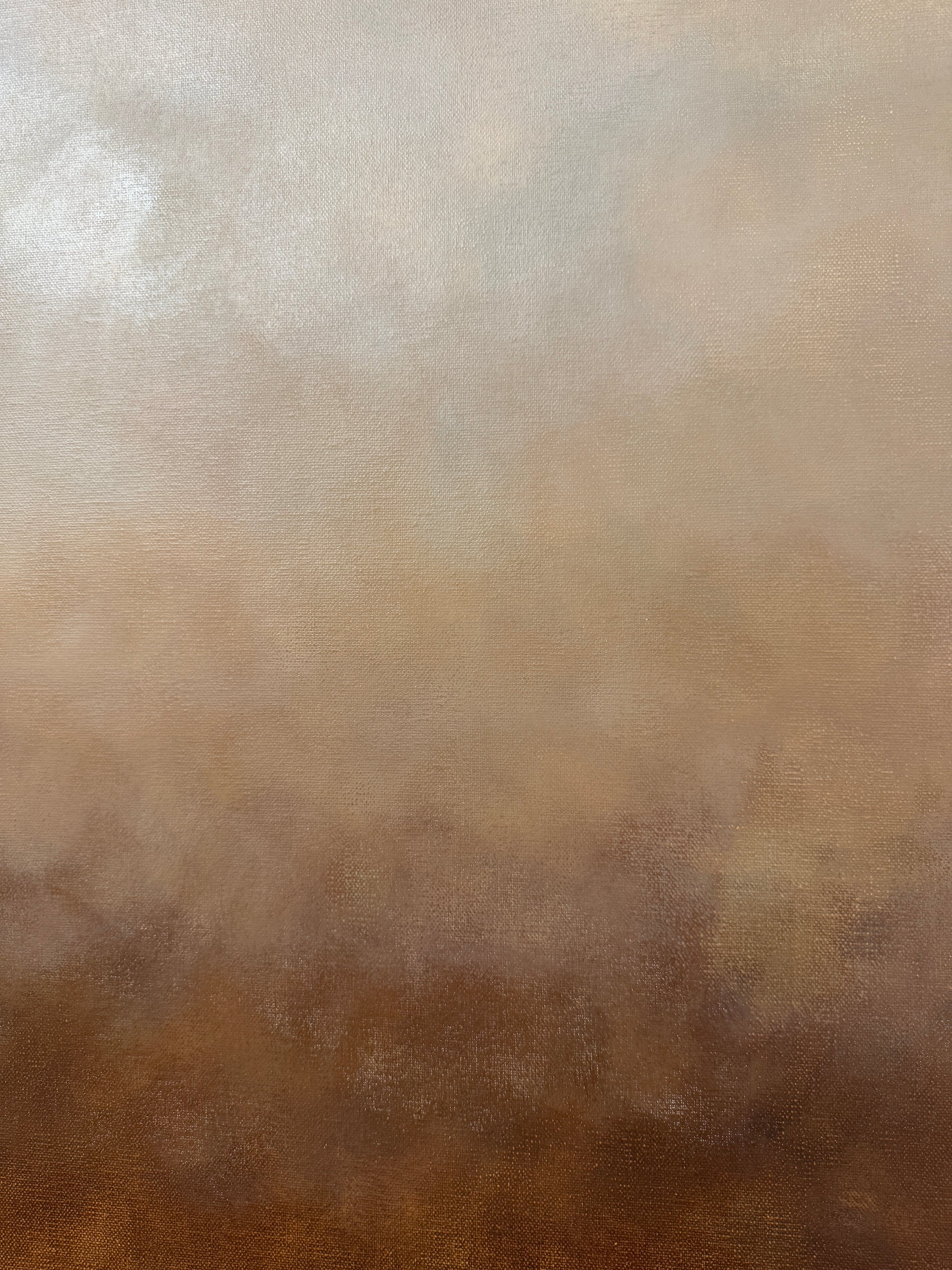Närbild av abstrakt tavla Sand – handmålad teknik i brun, beige och terrakotta av Elin Palmgren