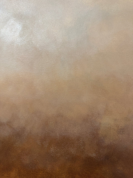 Närbild av abstrakt tavla Sand – handmålad teknik i brun, beige och terrakotta av Elin Palmgren