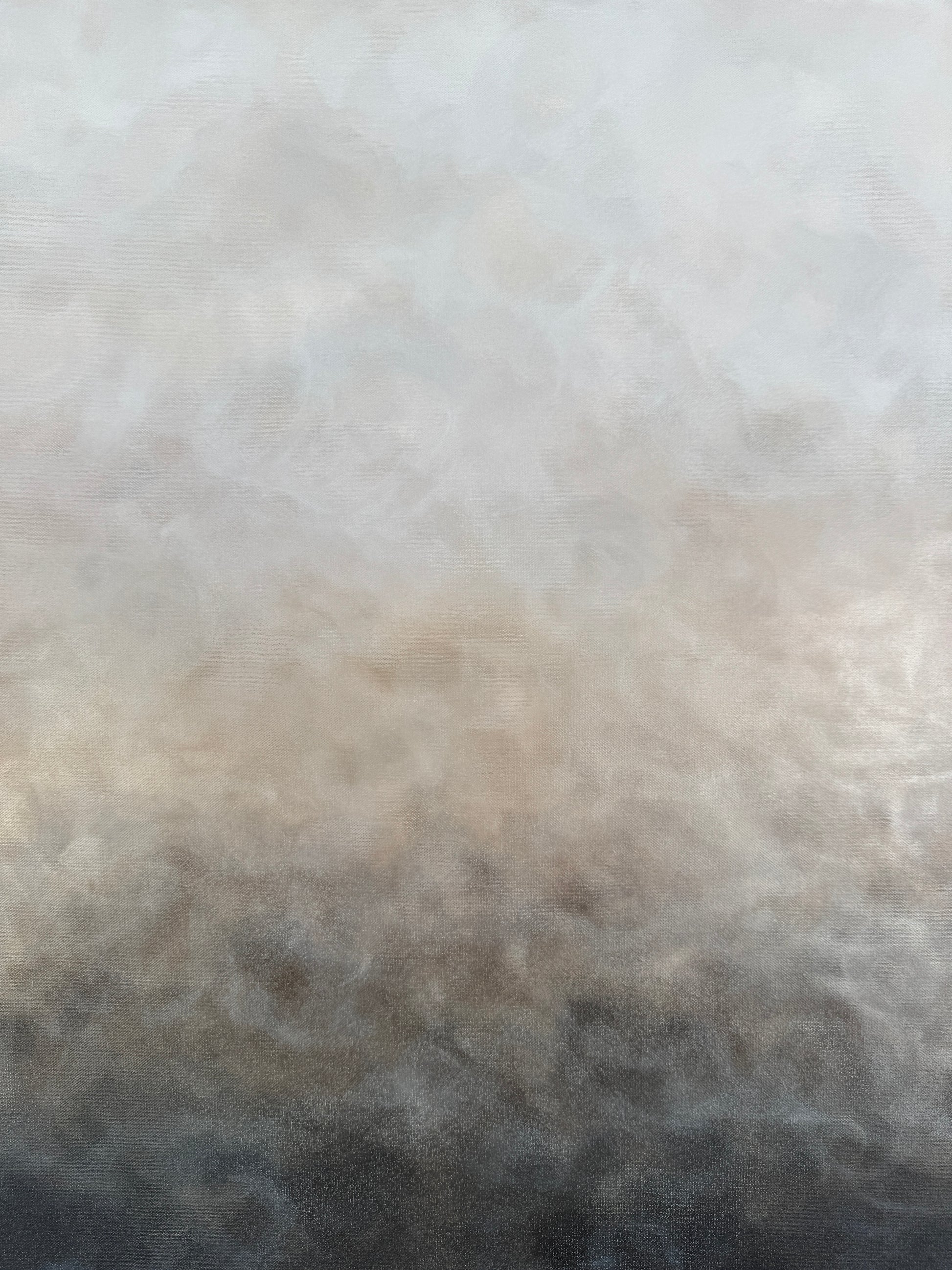 Närbild av skiftningarna i en handmålad tavla Skiffer av konstnären Elin Palmgren i beige, vit, grå och svart