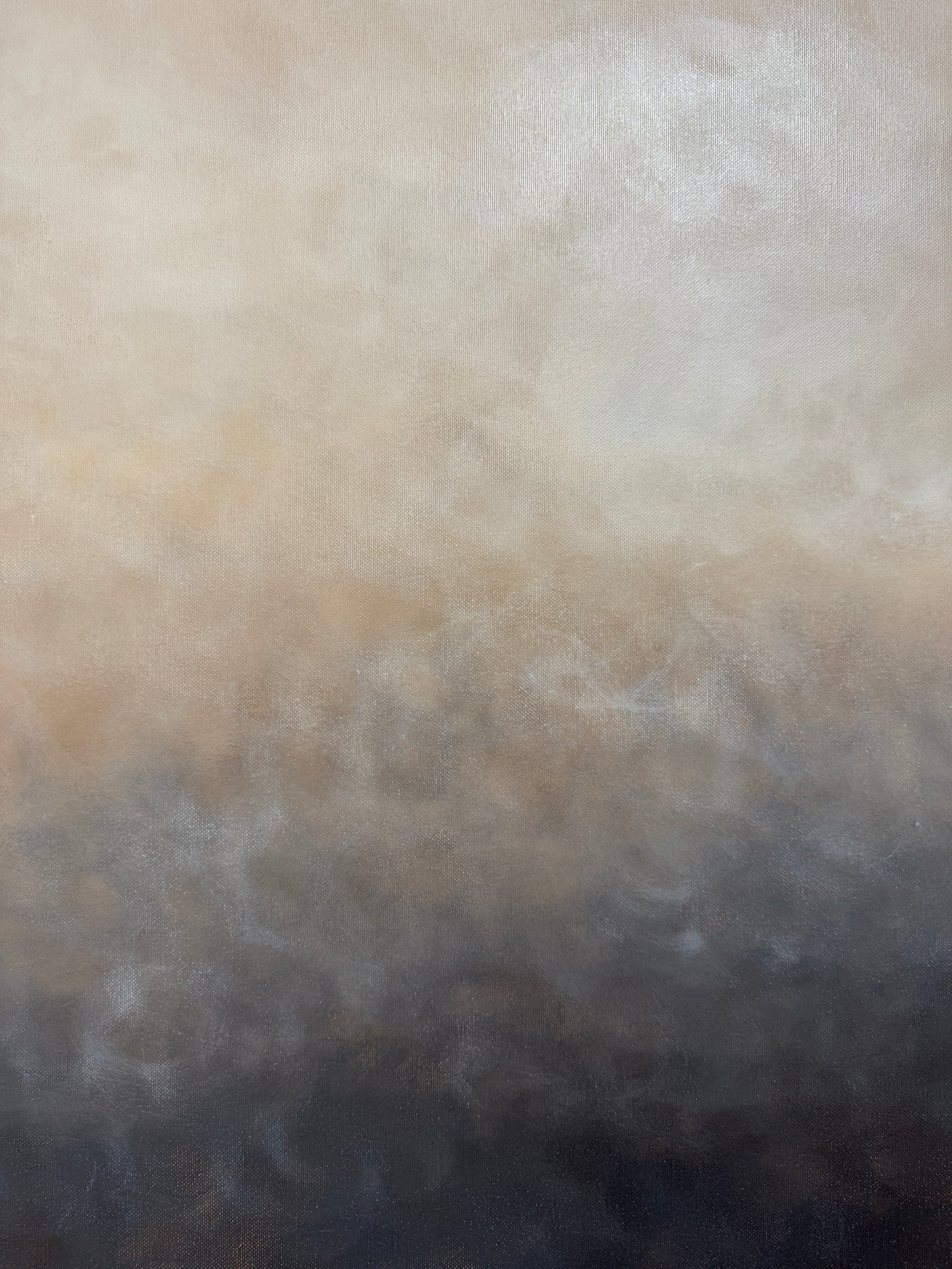 Detalj av penseldragen på abstrakt tavla Skymning – deep edge canvas av konstnär Elin Palmgren