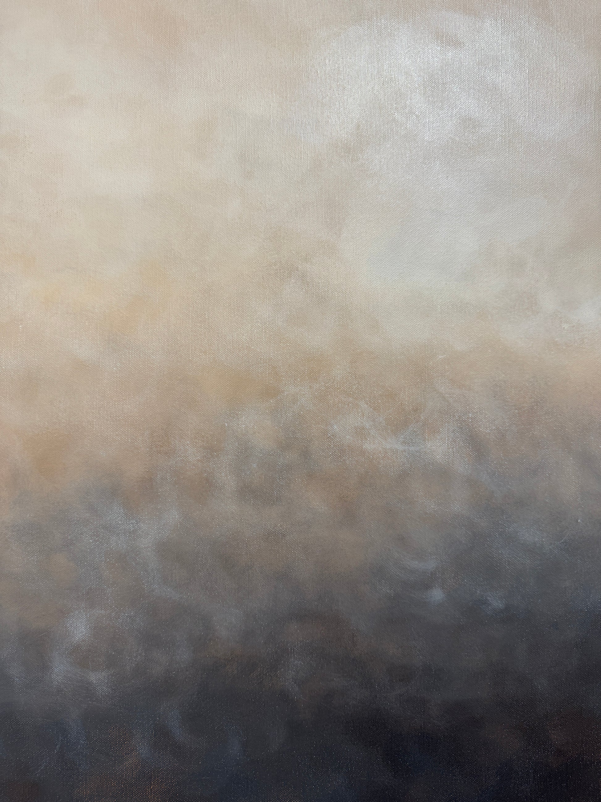 Detalj av penseldragen på abstrakt tavla Skymning – deep edge canvas av konstnär Elin Palmgren