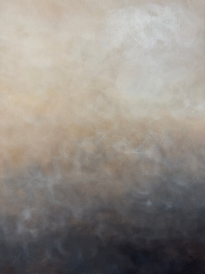 Detalj av penseldragen på abstrakt tavla Skymning – deep edge canvas av konstnär Elin Palmgren