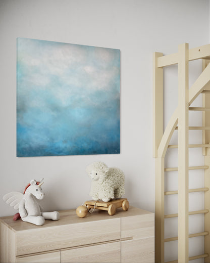 Soft Blue – handmålad originalkonst 100x100 cm av Elin Palmgren, LUGN Interiör Linköping