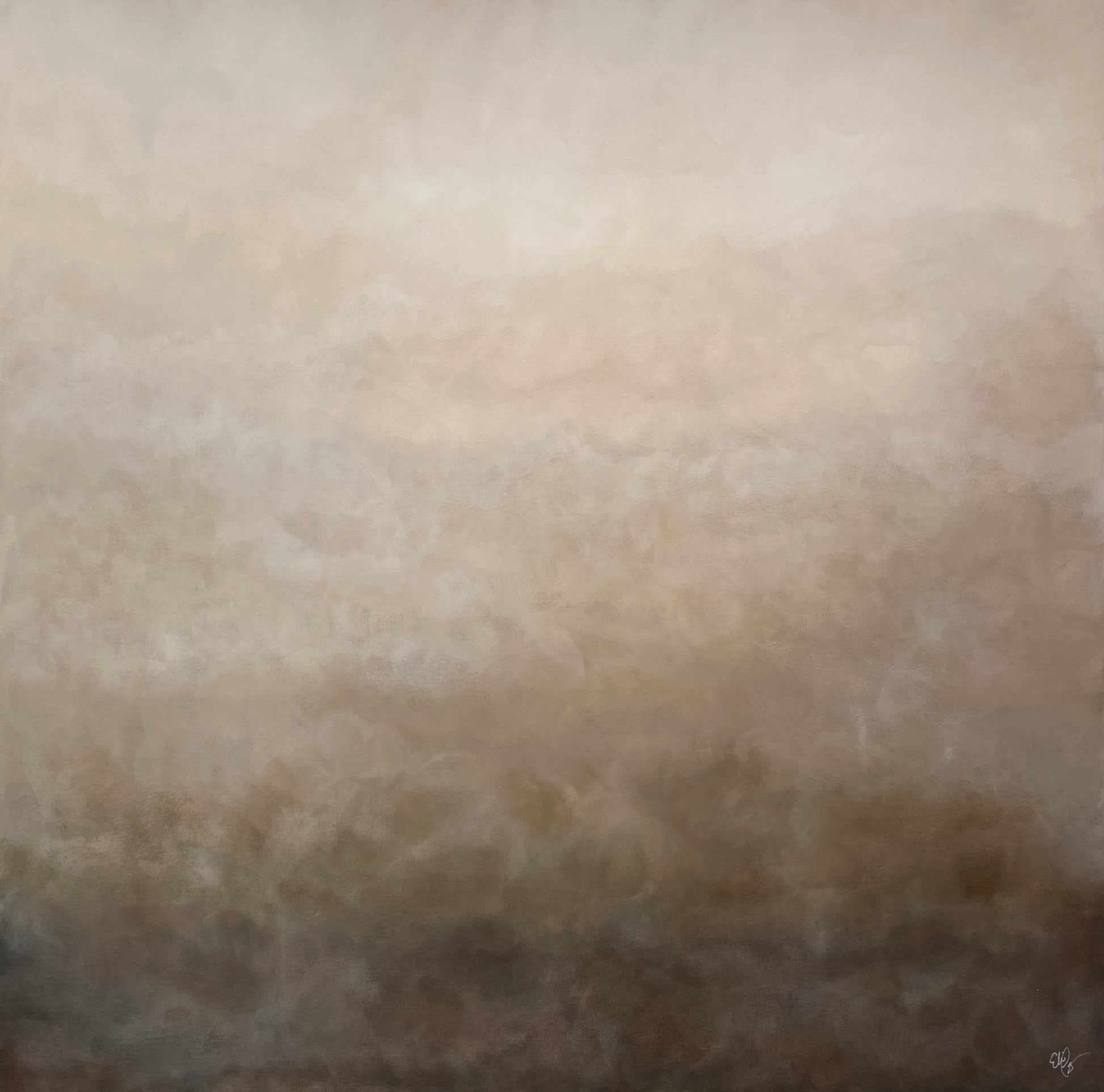 Närbild av Soft Brown - abstrakt konstverk i beige och brunt skapat av konstnär Elin Palmgren