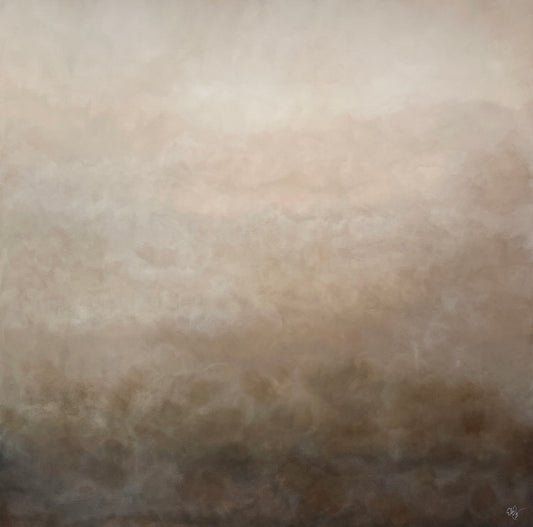 Närbild av Soft Brown - abstrakt konstverk i beige och brunt skapat av konstnär Elin Palmgren