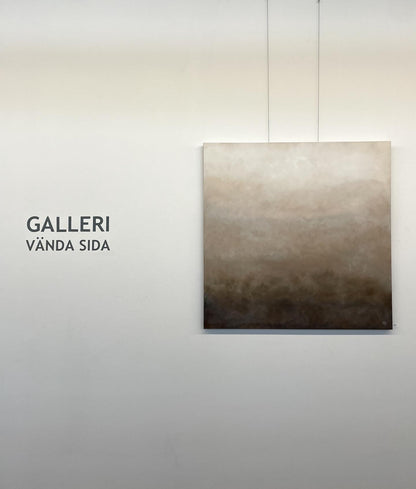 Handmålad abstrakt tavla Soft Brown – deep edge canvas 100x100 cm av Elin Palmgren