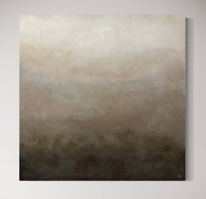 Detalj av kanterna på abstrakt tavla Soft Brown av Elin Palmgren i beige och brun deep edge canvas