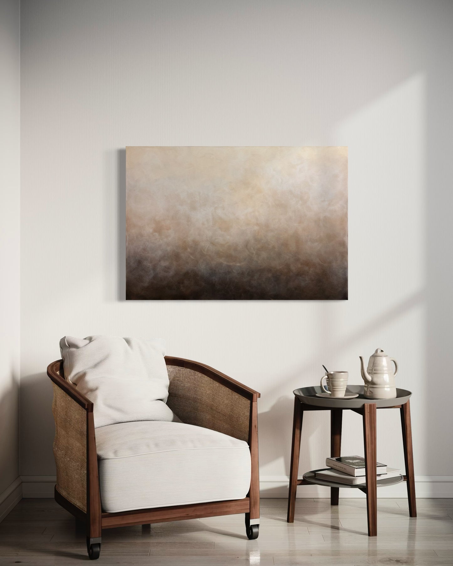 Handmålad abstrakt tavla Stillhet – deep edge canvas av Elin Palmgren