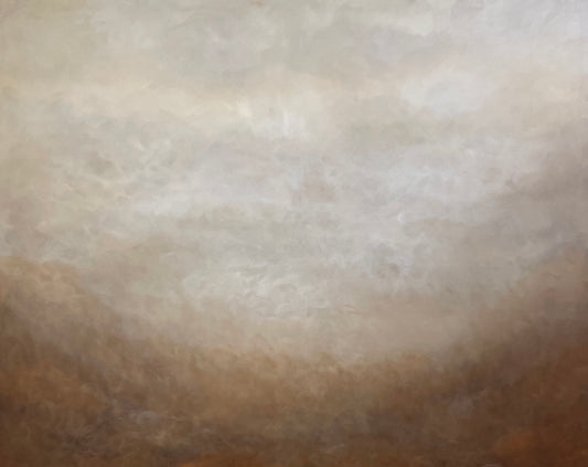 Handmålad abstrakt tavla Terrahaze av Elin Palmgren, 120x150 cm, akryl på duk