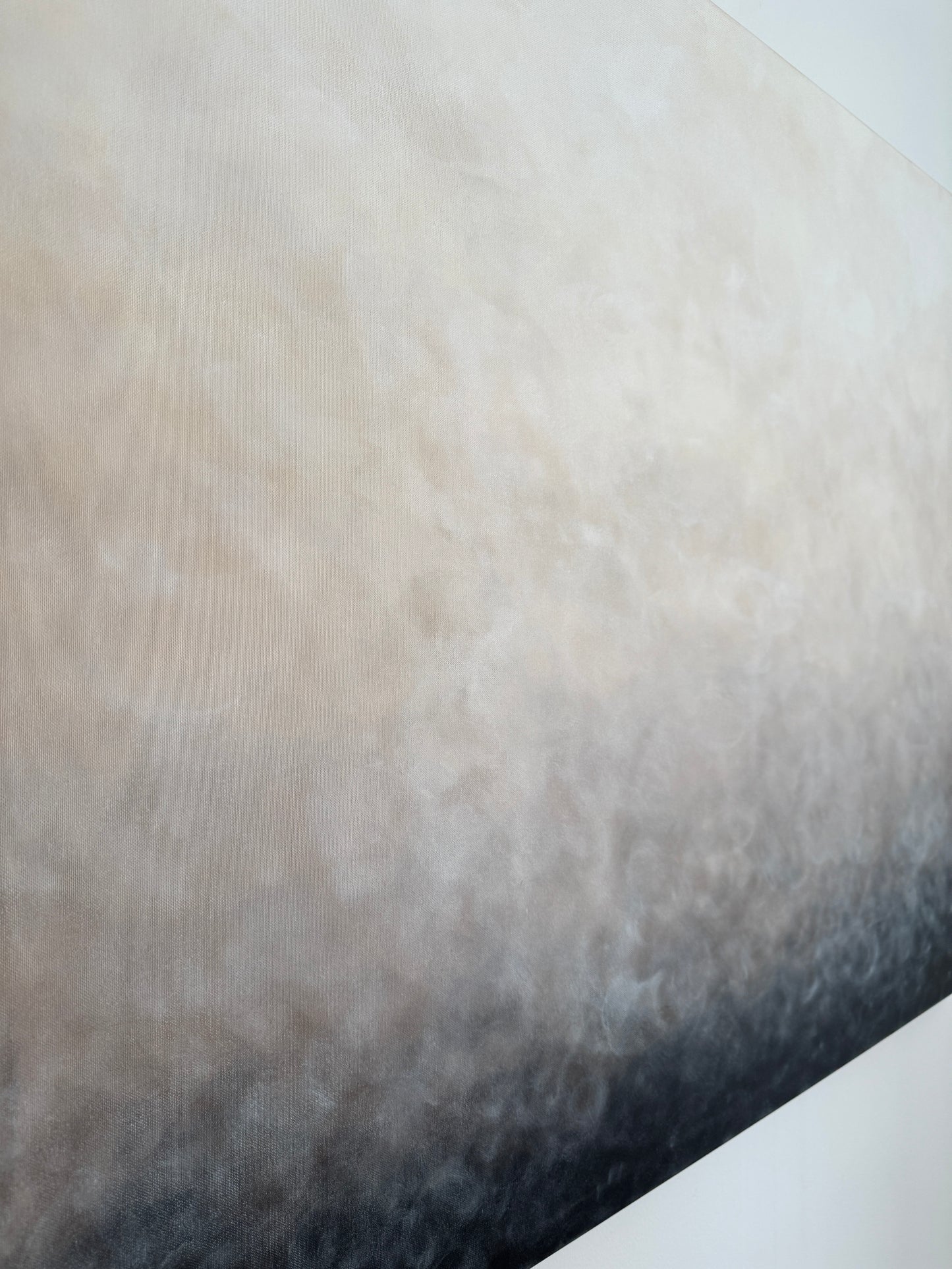 Abstrakt tavla Vårljus i beige, grå och svart av Elin Palmgren, 100x120 cm, akryl på duk
