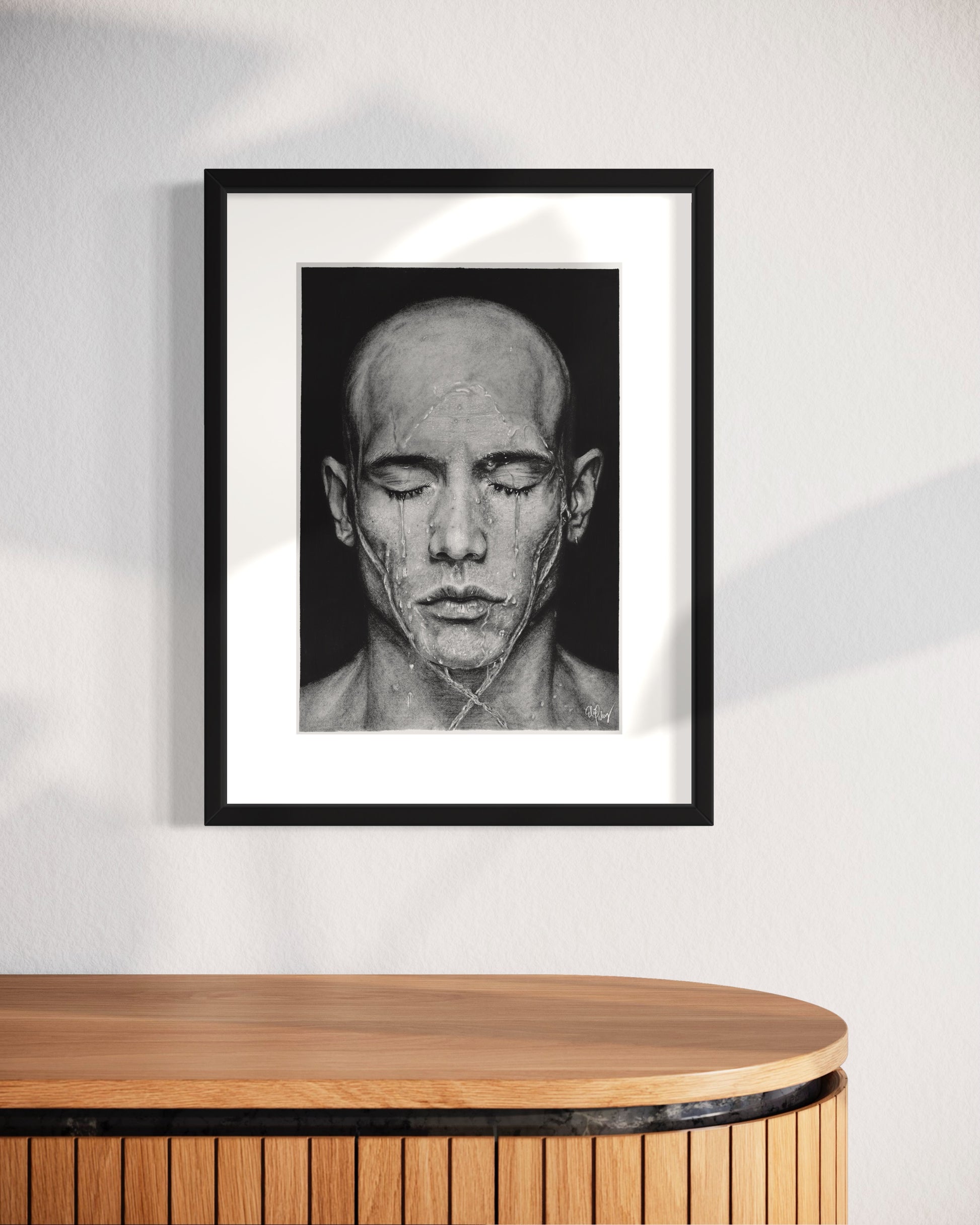 Handgjort konstverk Alive av Elin Palmgren – svartvit figurativ teckning, fine art print A3